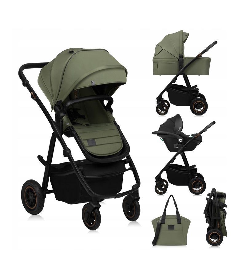 Lionelo Amber Plus Καρότσι Βρεφικό έως 22kg 3 σε 1 Green Forest