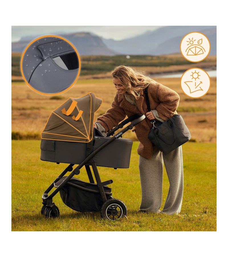 Lionelo Amber Plus Καρότσι Βρεφικό έως 22kg 3 σε 1 Beige Sand
