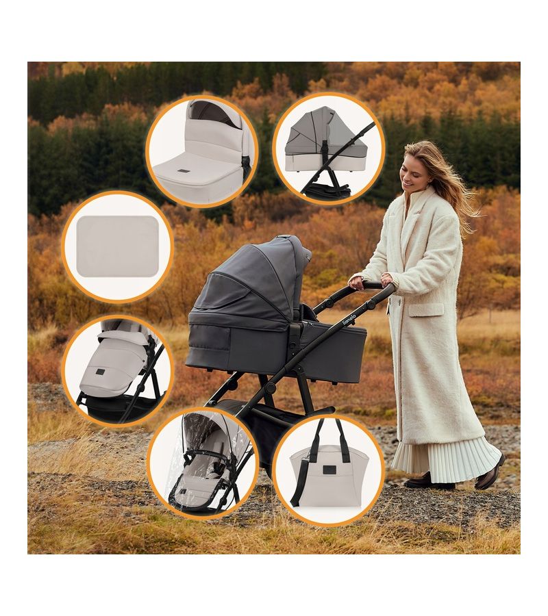 Lionelo Amber Plus Καρότσι Βρεφικό έως 22kg 3 σε 1 Beige Sand