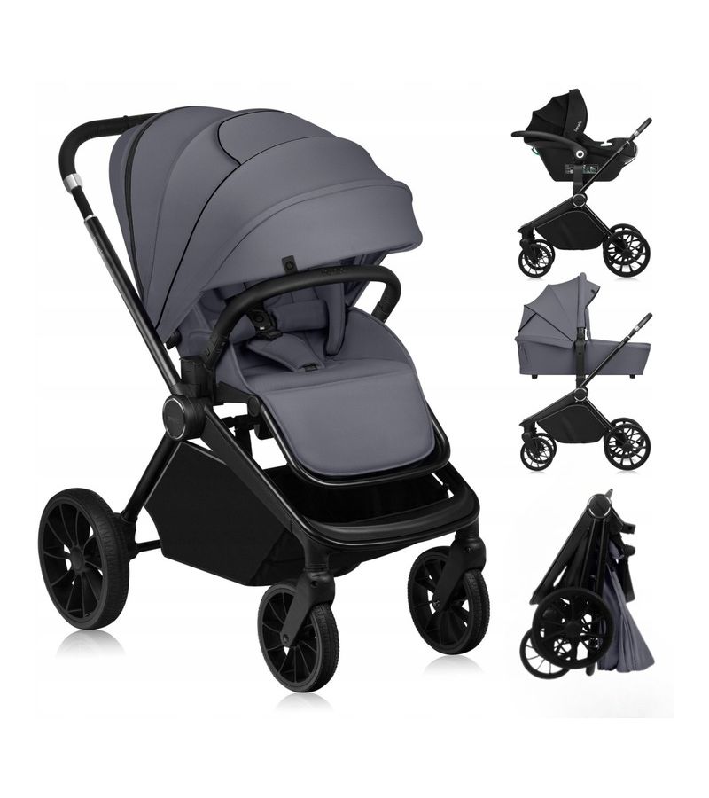 Lionelo Mika Plus Καρότσι Βρεφικό 3 σε 1 έως 22 kg  Gray Stone