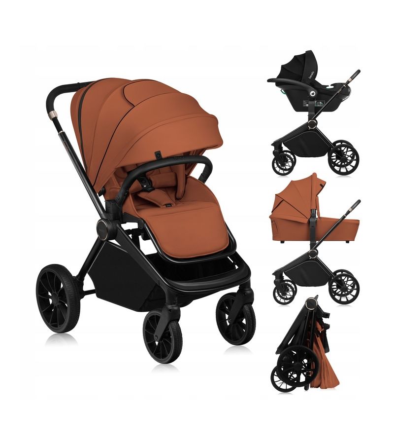 Lionelo Mika Plus Καρότσι Βρεφικό 3 σε 1 έως 22 kg  Brown Rust