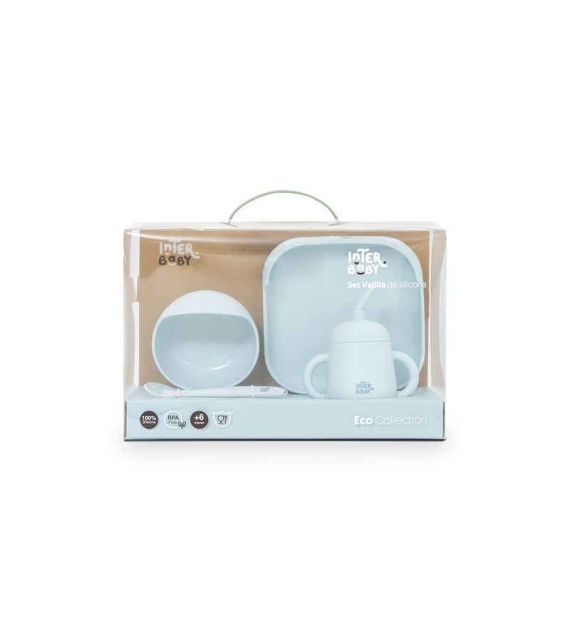 Interbaby Παιδικό Σετ Φαγητού Σιλικόνης Blue