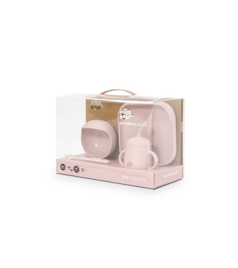 Interbaby Παιδικό Σετ Φαγητού Σιλικόνης Pink