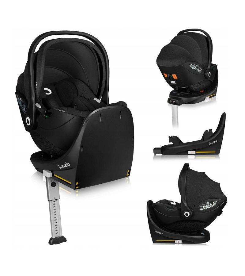 Lionelo Moxie i-Size set κάθισμα αυτοκινήτου 40-87cm & περιστρεφόμενη βάση isofix Black Carbon