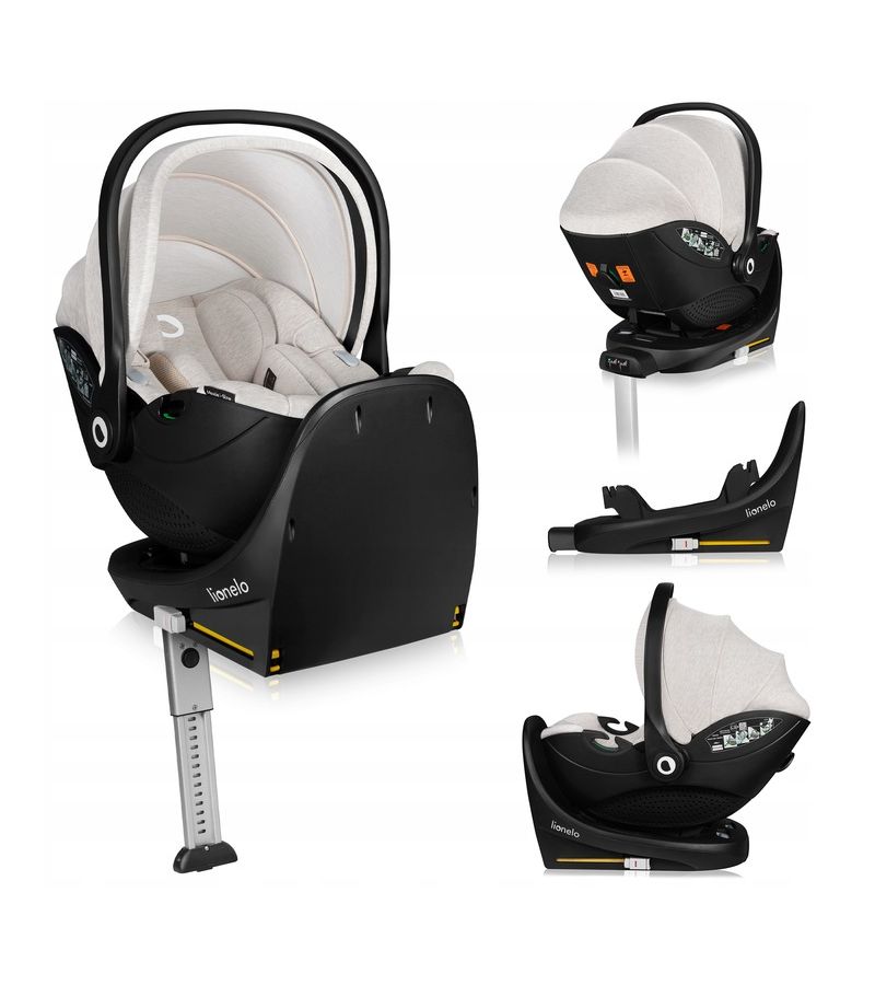 Lionelo Moxie i-Size set κάθισμα αυτοκινήτου 40-87cm & περιστρεφόμενη βάση isofix Beige Sand