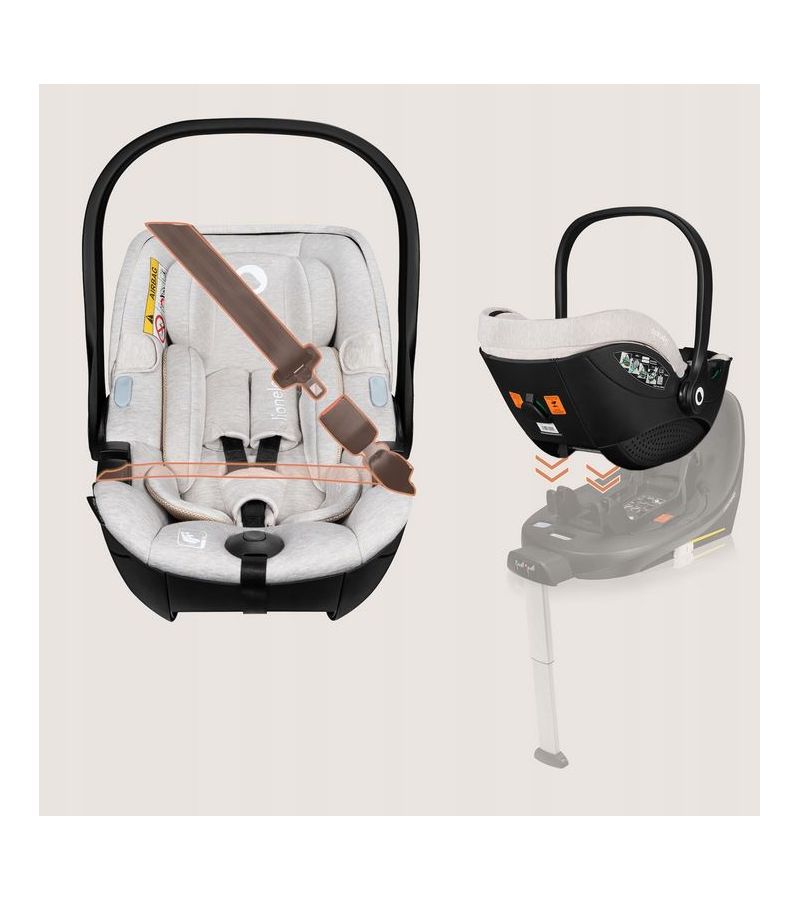 Lionelo Moxie i-Size set κάθισμα αυτοκινήτου 40-87cm & περιστρεφόμενη βάση isofix Beige Sand