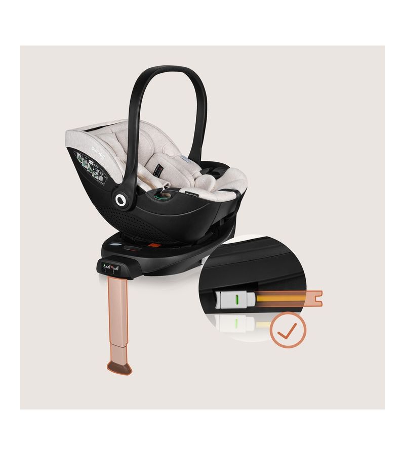 Lionelo Moxie i-Size set κάθισμα αυτοκινήτου 40-87cm & περιστρεφόμενη βάση isofix Beige Sand
