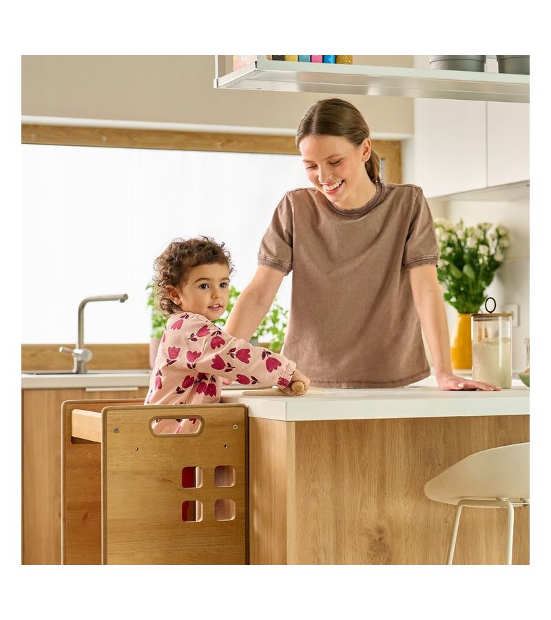 Lionelo Cass Montessori Ξύλινος Πύργος Εκμάθησης & Βιβλιοθήκη 2 σε 1 – 88cm White