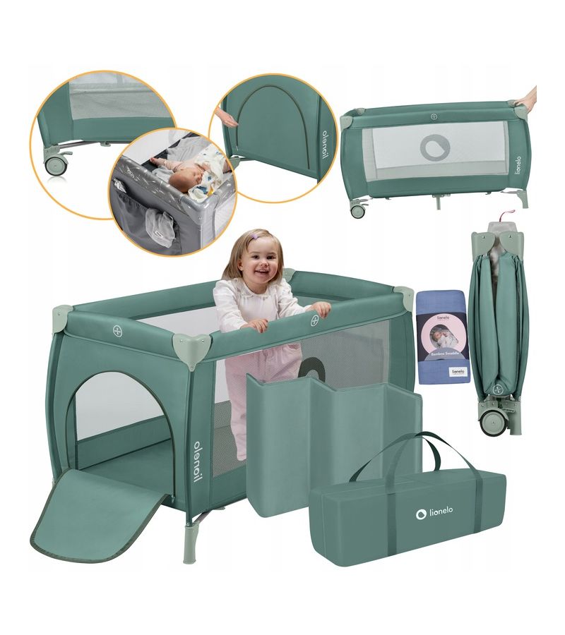 Lionelo Stefi Plus Παρκοκρέβατο 2 Επιπέδων Olive Green