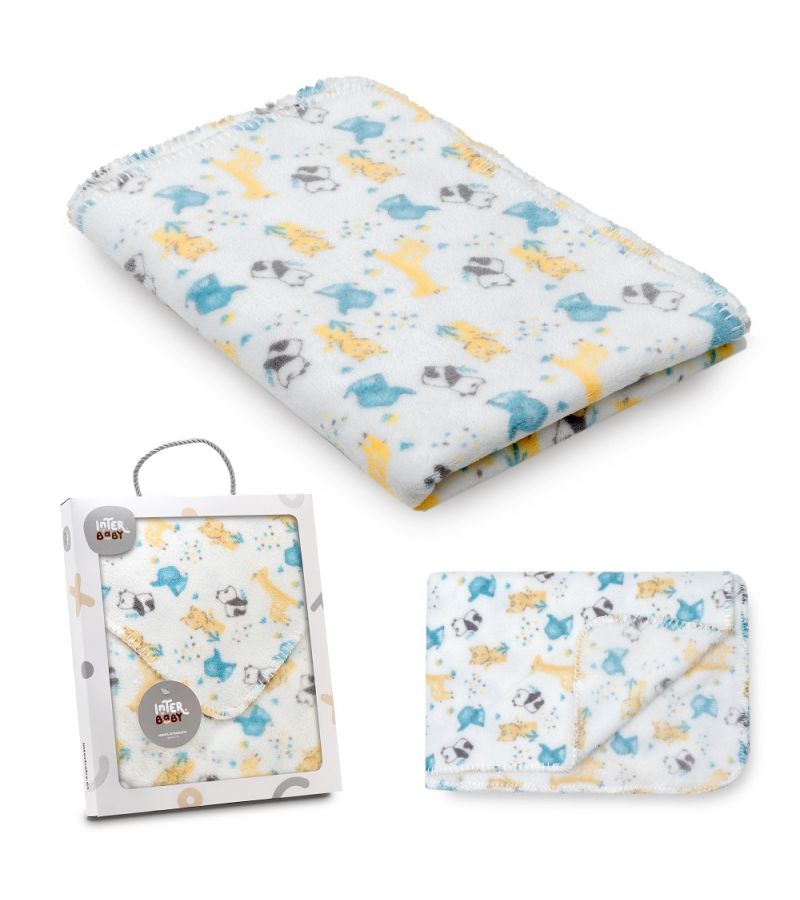 Interbaby Κουβέρτα Αγκαλιάς 80X110 Coral Flecce Animals Grey