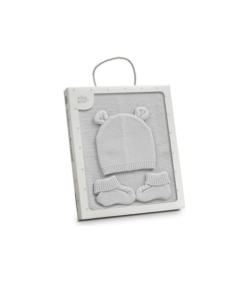 Interbaby Σετ Δώρου 3 τμχ (0-6 μηνών) Grey