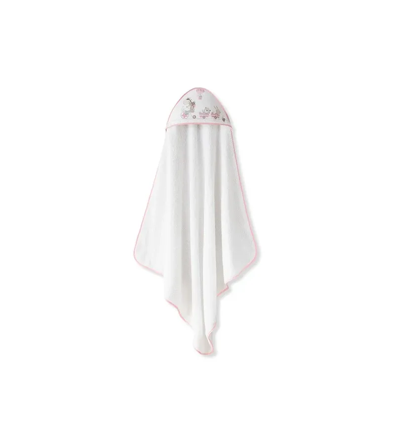 Interbaby Jirafa Bicicleta Μπουρνούζι Κάπα & Σαλιάρα White/Pink