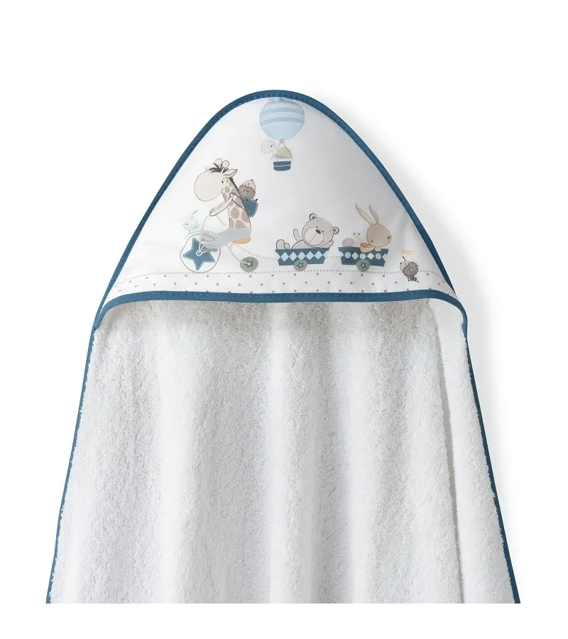 Interbaby Jirafa Bicicleta Μπουρνούζι Κάπα & Σαλιάρα White/Petrol