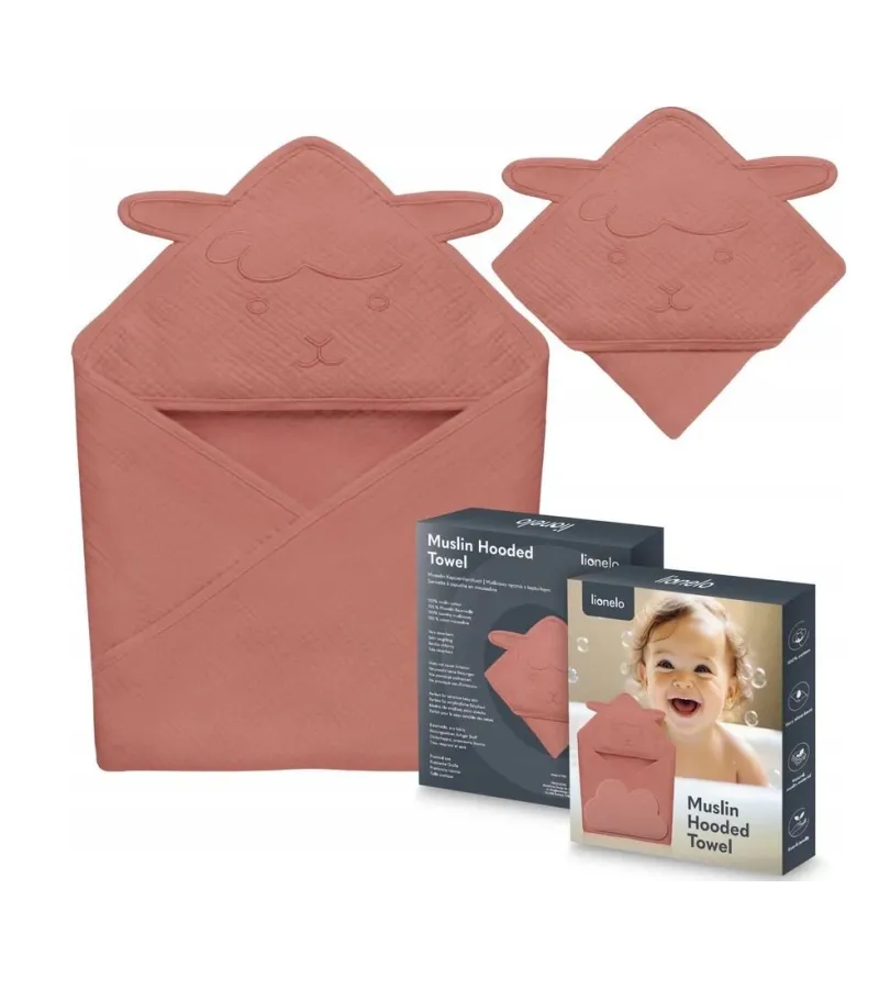 Lionelo Μπουρνούζι Κάπα Μουσελίνα Coral Red 80 x 80cm