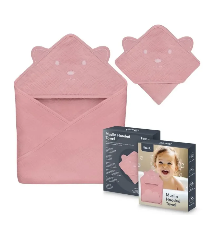 Lionelo Μπουρνούζι Κάπα Μουσελίνα Pink Baby 80 x 80cm