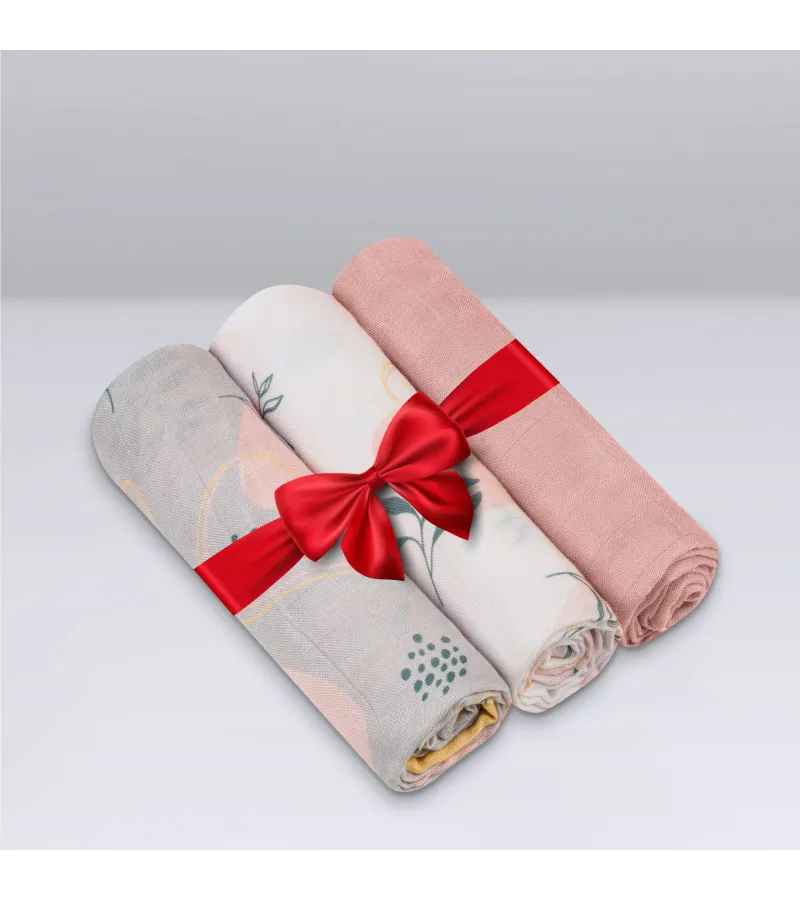 Lionelo Leaf Bamboo Πάνες Αγκαλιάς 70Χ70 Σετ 3 Τεμ