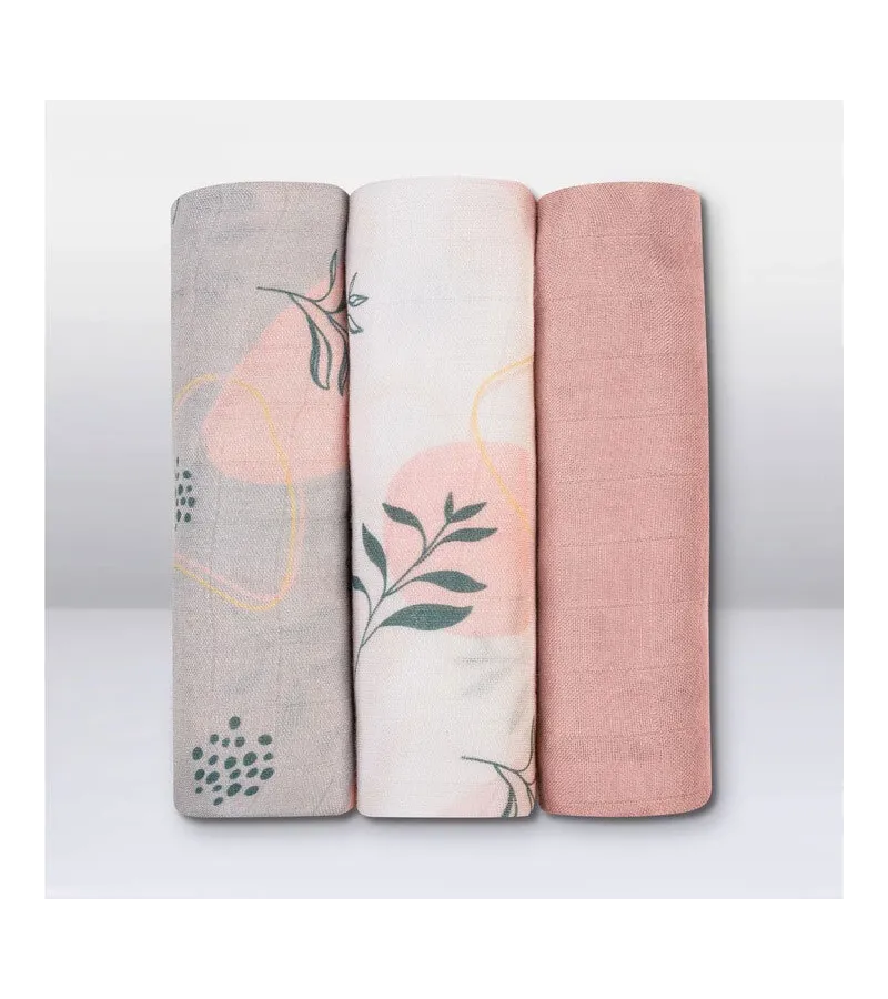 Lionelo Leaf Bamboo Πάνες Αγκαλιάς 70Χ70 Σετ 3 Τεμ