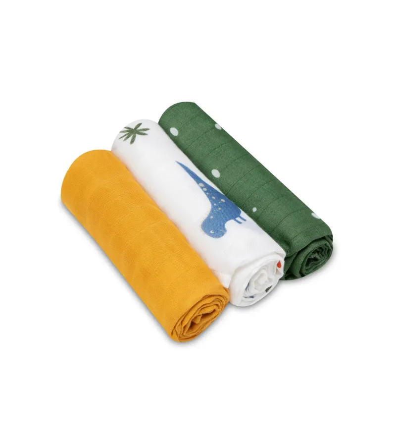 Lionelo Dino Bamboo Πάνες Αγκαλιάς 70Χ70 Σετ 3 Τεμ