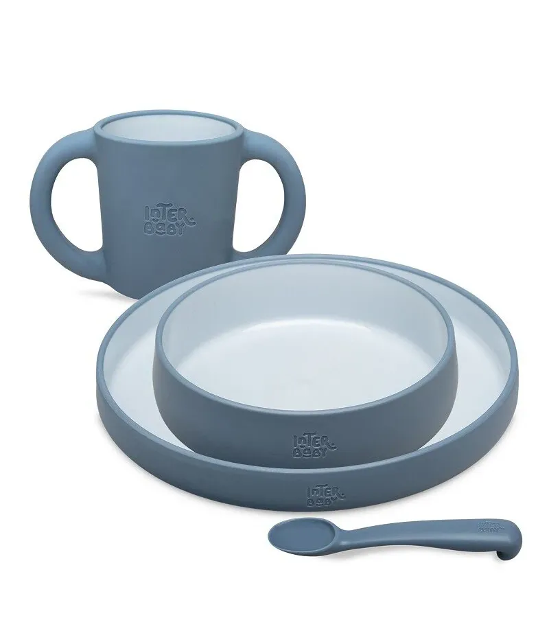 Interbaby Παιδικό Σετ Φαγητού Grey Blue