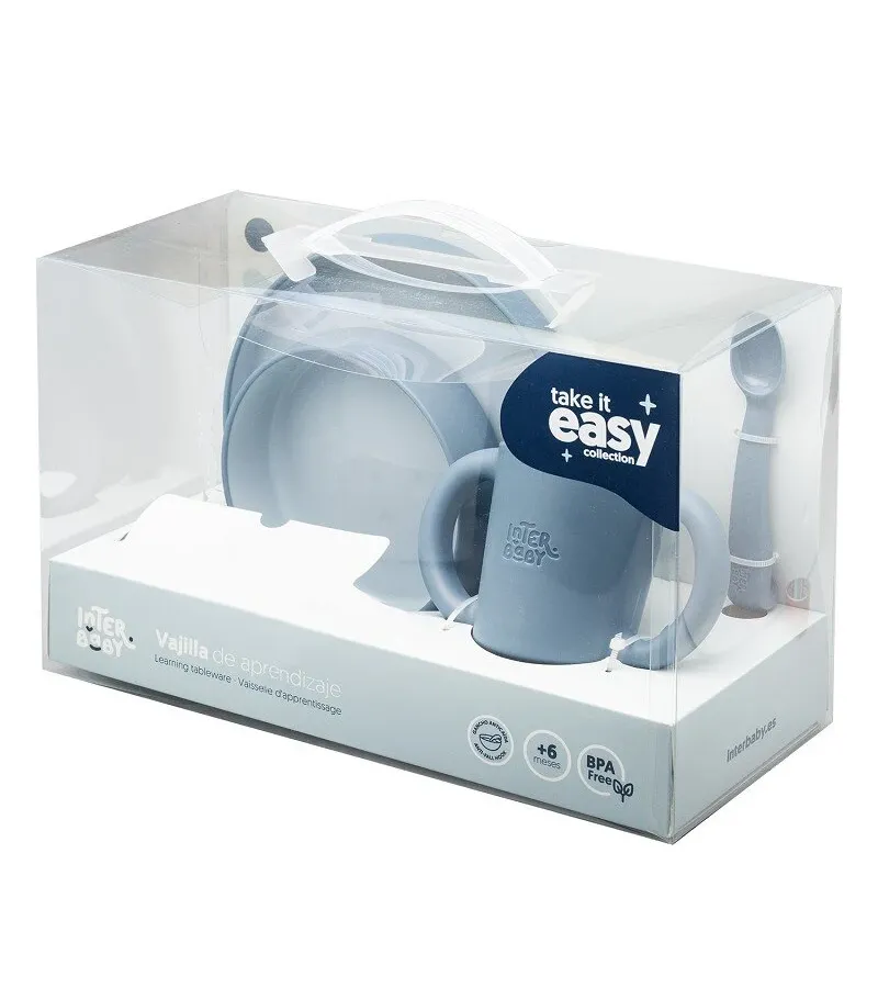Interbaby Παιδικό Σετ Φαγητού Grey Blue