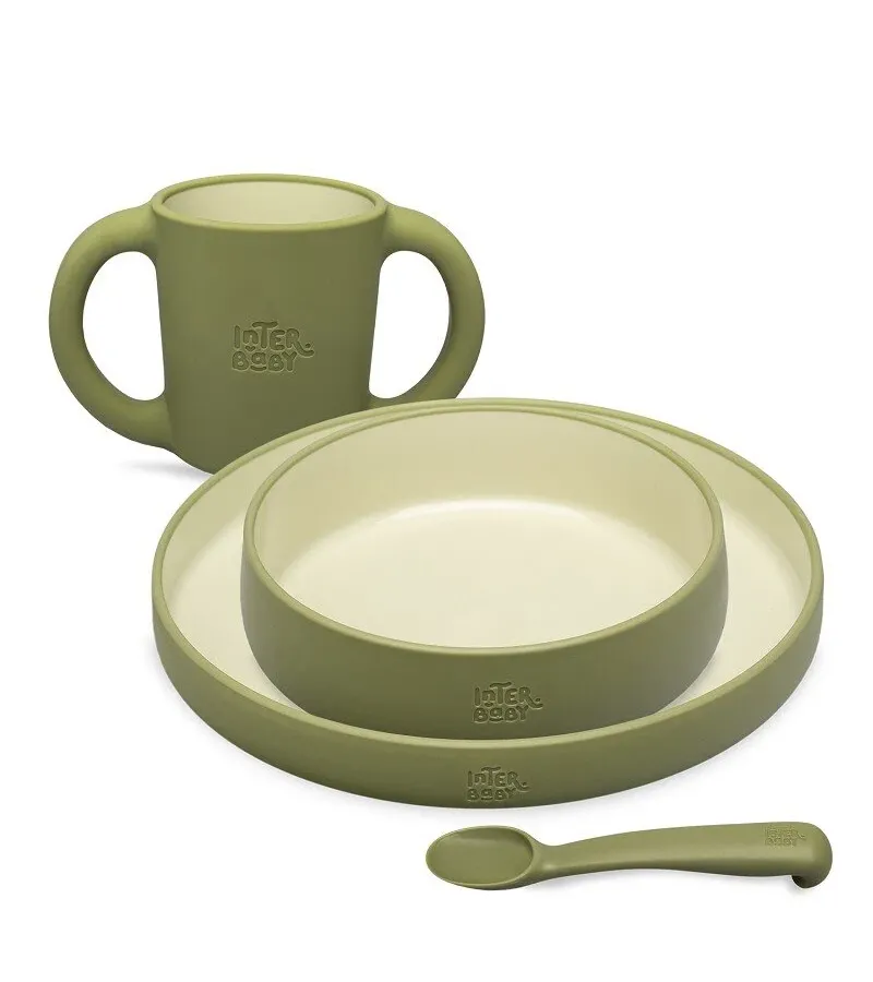 Interbaby Παιδικό Σετ Φαγητού Olive Green