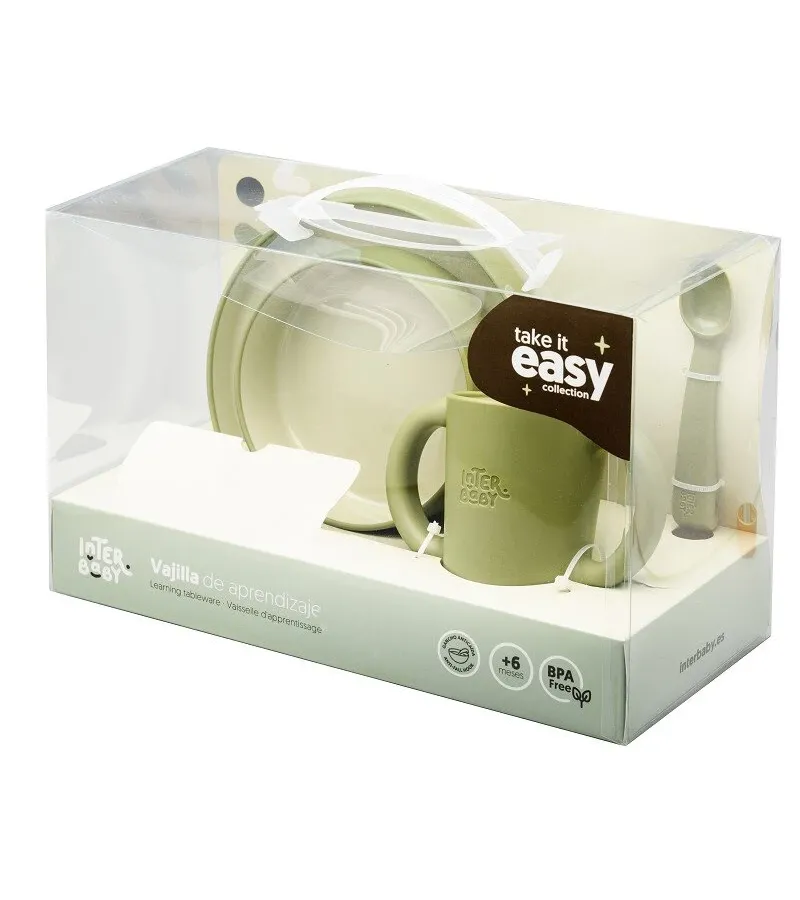 Interbaby Παιδικό Σετ Φαγητού Olive Green
