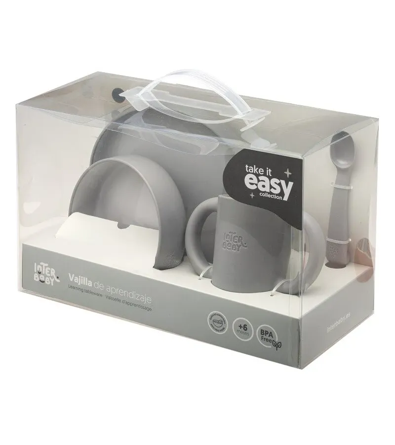 Interbaby Παιδικό Σετ Φαγητού Petrol Grey
