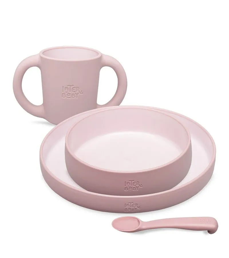 Interbaby Παιδικό Σετ Φαγητού Dark Pink
