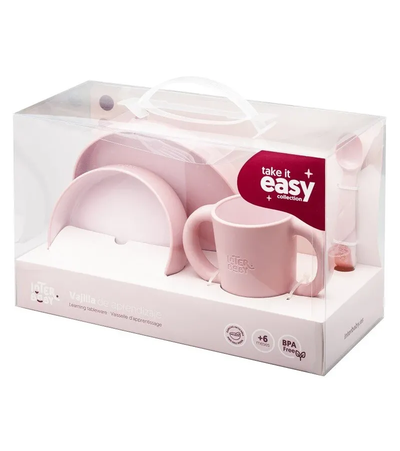 Interbaby Παιδικό Σετ Φαγητού Dark Pink
