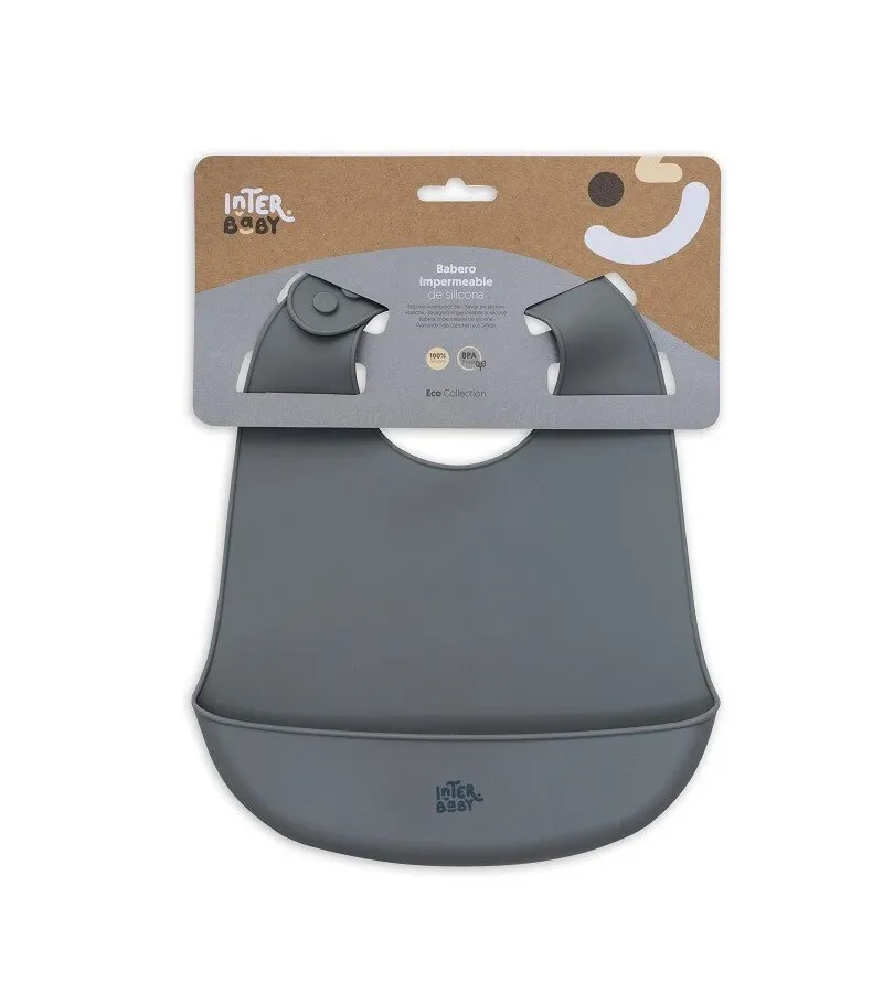 Interbaby Σαλιάρα Σιλικόνης Grey SI002-76
