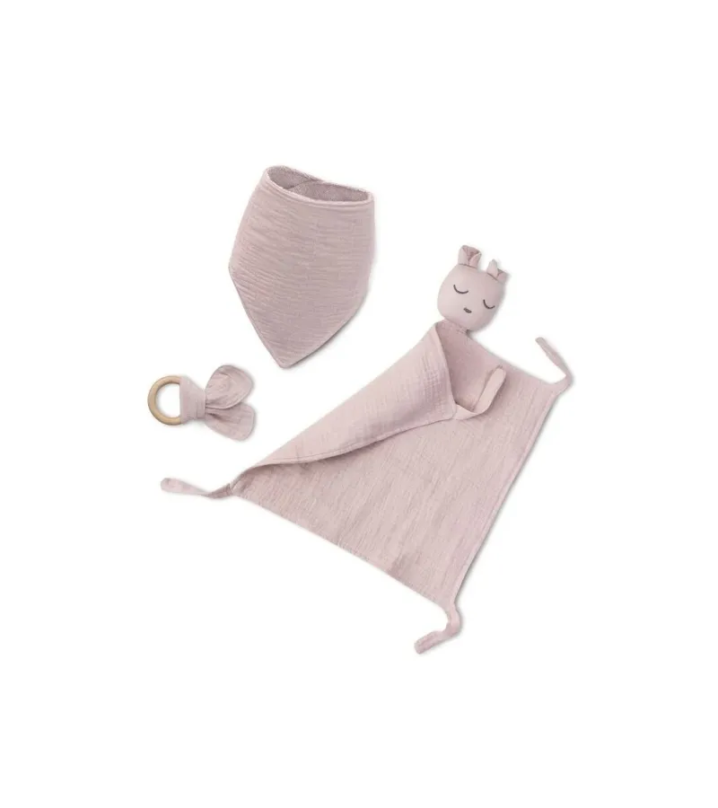Interbaby Σετ 3 Τμχ Dou Dou, Σαλιάρα & Μασητικό Pink