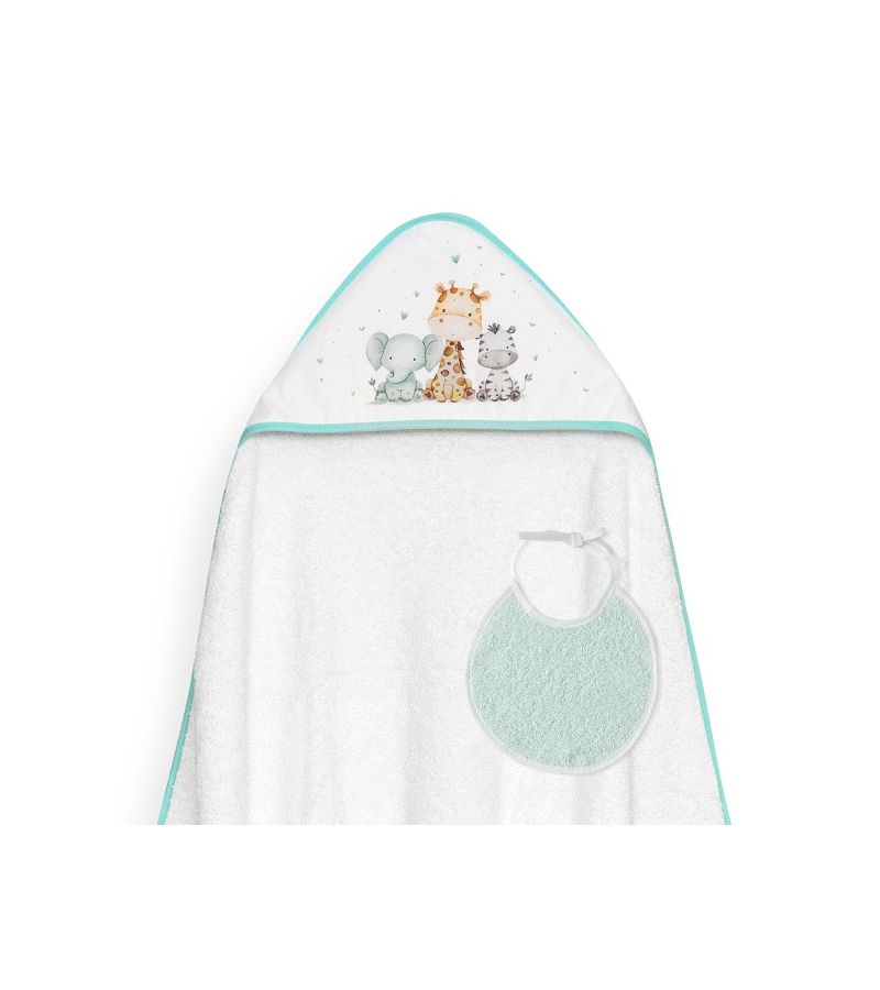 Interbaby Jirafa Elefante Μπουρνούζι Κάπα & Σαλιάρα White-Green