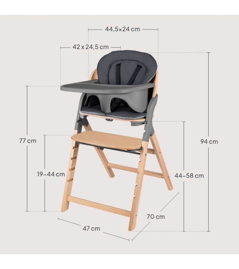 Lionelo Megan Καρεκλάκι Φαγητού 3 σε 1 White Wood