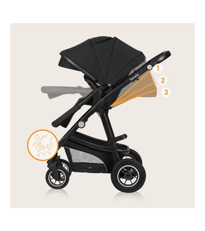 Lionelo Bianka Καρότσι 3 σε 1 έως 22 kg Black Onyx