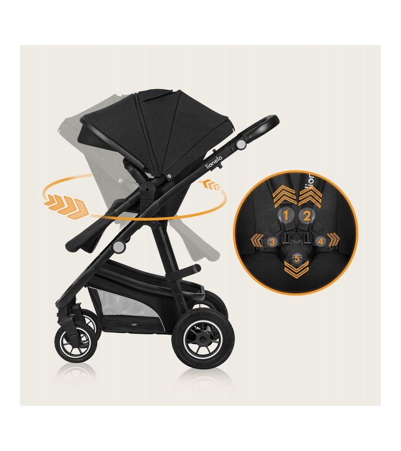 Lionelo Bianka Καρότσι 3 σε 1 έως 22 kg Black Onyx