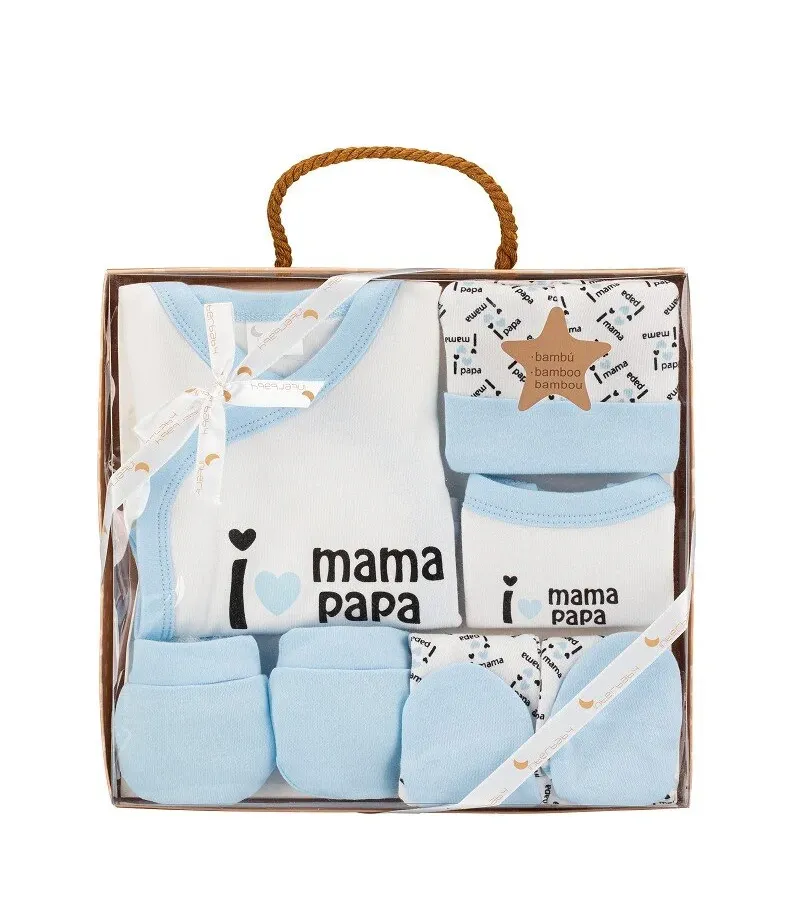 Interbaby I Love Mama-Papa Σετ Δώρου 4 τμχ (0-6 μηνών) Blue