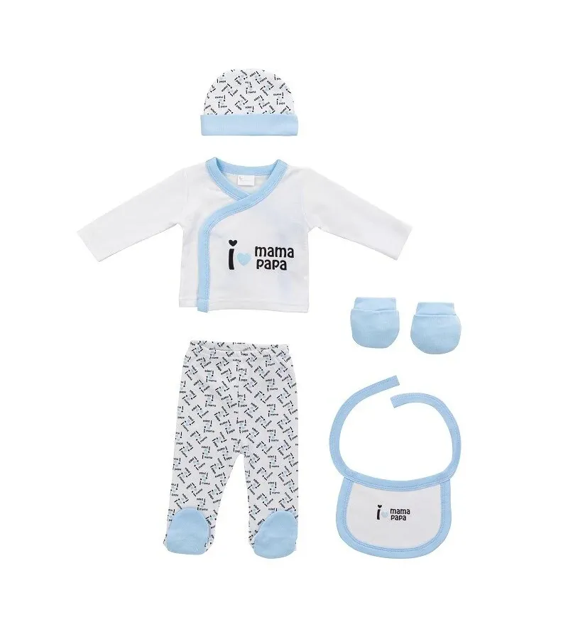 Interbaby I Love Mama-Papa Σετ Δώρου 4 τμχ (0-6 μηνών) Blue