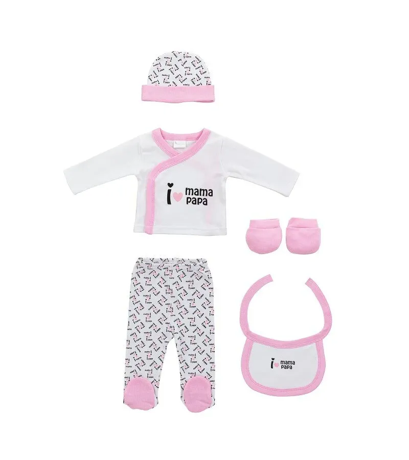Interbaby I Love Mama-Papa Σετ Δώρου 4 τμχ (0-6 μηνών) Pink