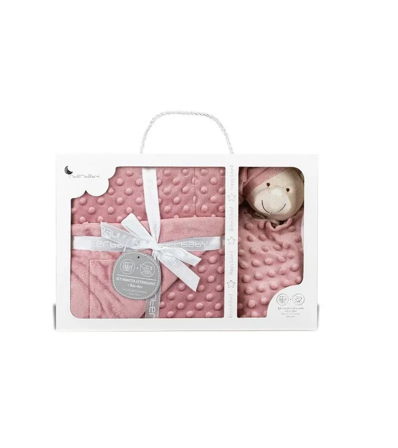 Interbaby Bear Κουβέρτα Αγκαλιάς 80X110 & Dou Dou Dark Pink