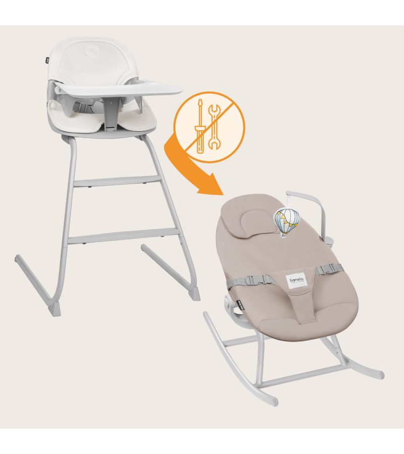 Lionelo Dalia Set Καρεκλάκι φαγητού & Relax 4 σε 1 Gray Stone