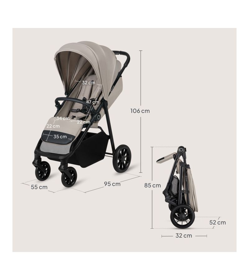 Lionelo Emerald Καρότσι Ταξιδίου έως 22kg Beige Sand