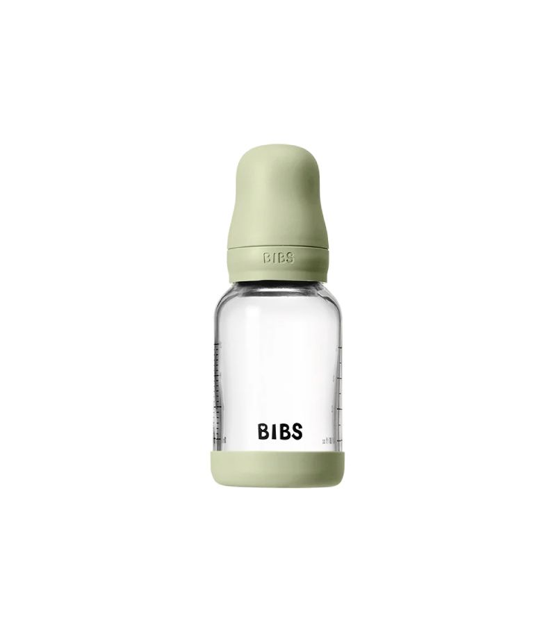 Μπιμπερό BIBS Γυάλινο Στρογγυλή Θηλή Latex 120ML Αργή Ροή Sage 5019250