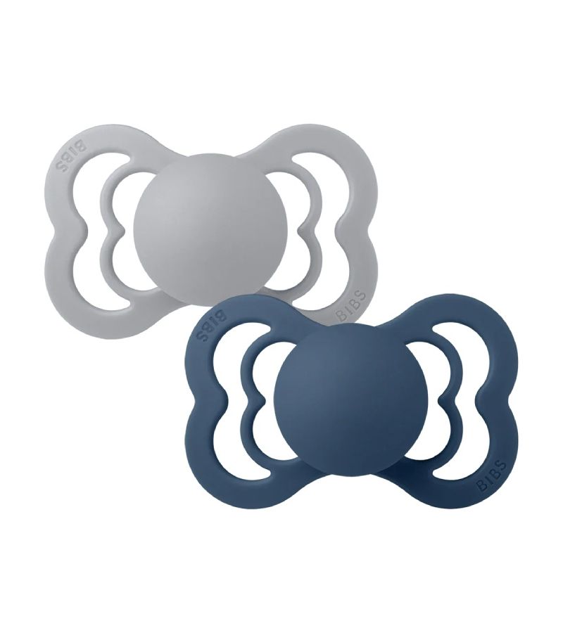 Πιπίλες BIBS Silicone Supreme Cloud/Steel Blue 6+μηνών 260348