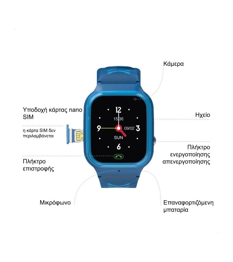 ZAZU Fun Smart Watch 4G/GPS Εντοπισμού Παιδιού & Βιντεοκλήση Μπλέ ZA-WATCH-02