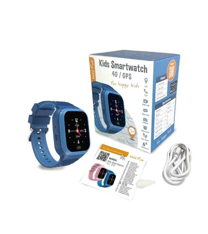 ZAZU Fun Smart Watch 4G/GPS Εντοπισμού Παιδιού & Βιντεοκλήση Μπλέ ZA-WATCH-02