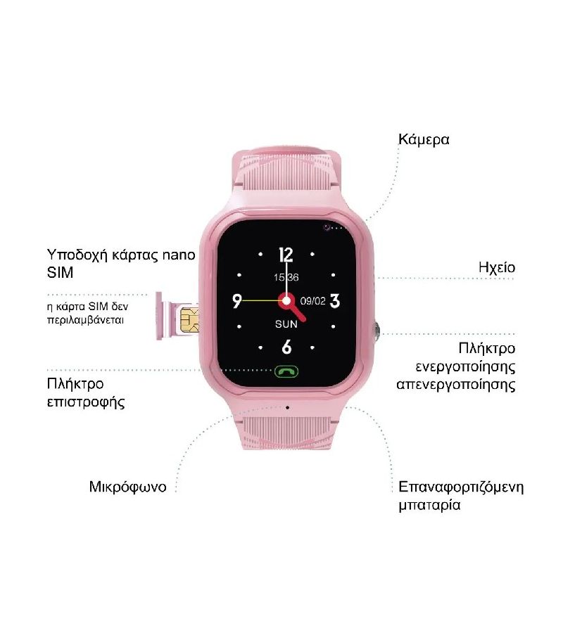 ZAZU Fun Smart Watch 4G/GPS Εντοπισμού Παιδιού & Βιντεοκλήση Ρόζ ZA-WATCH-02