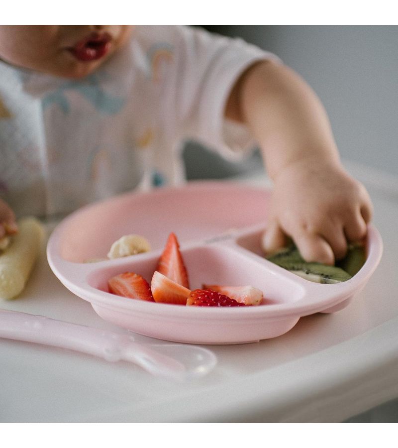 Πιάτο σιλικόνης BABYONO με βεντούζες και χωρίσματα Ροζ BN1482/02
