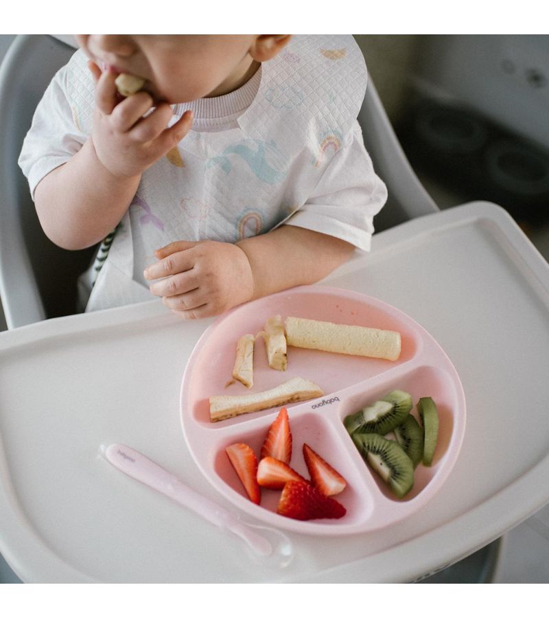 Πιάτο σιλικόνης BABYONO με βεντούζες και χωρίσματα Ροζ BN1482/02