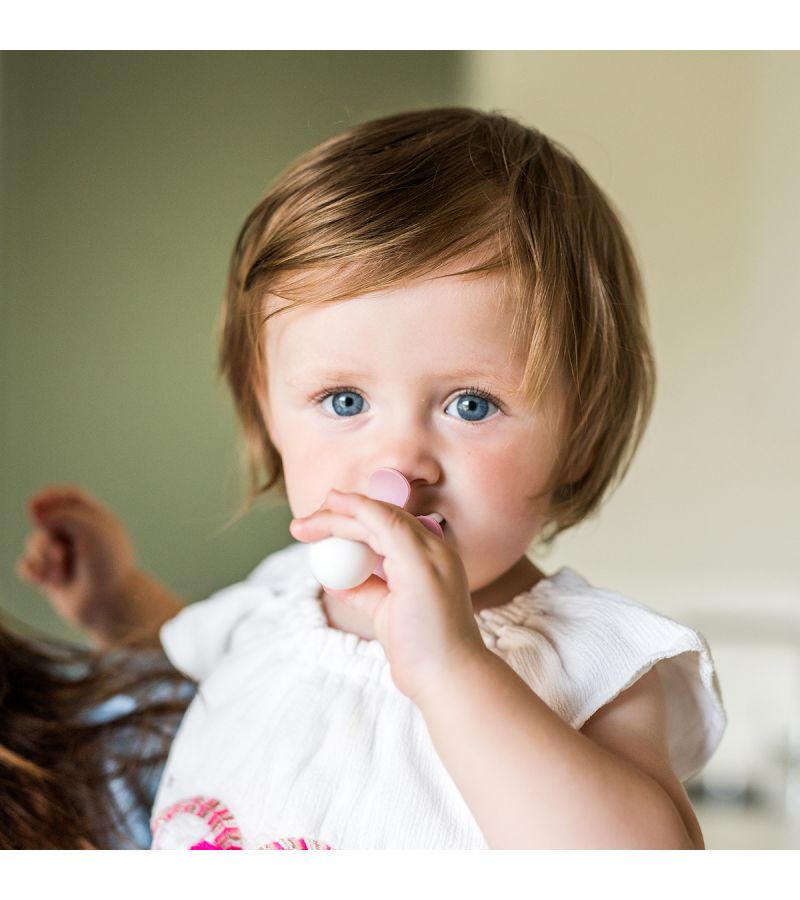 Εργονομικό κουτάλι-πιρούνι εκμάθησης με θήκη BabyOno Pink BN969/01 12 μηνών+