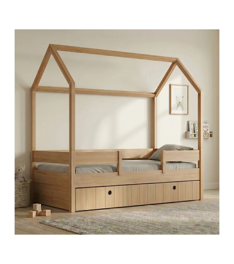 Kiddy Παιδικό Κρεβάτι Montessori 3 σε 1 με Αφαιρούμενη Σκεπή Natural CASA KIDS Μονό 90 × 200 cm